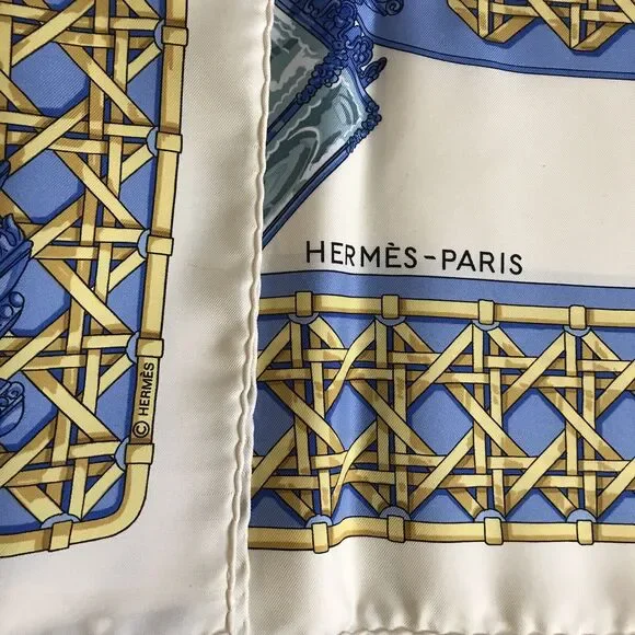 HERMES Scarf Carriage Lights Feux De Route Silk 35” by Caty Latham New with Box - Picture 9 of 10